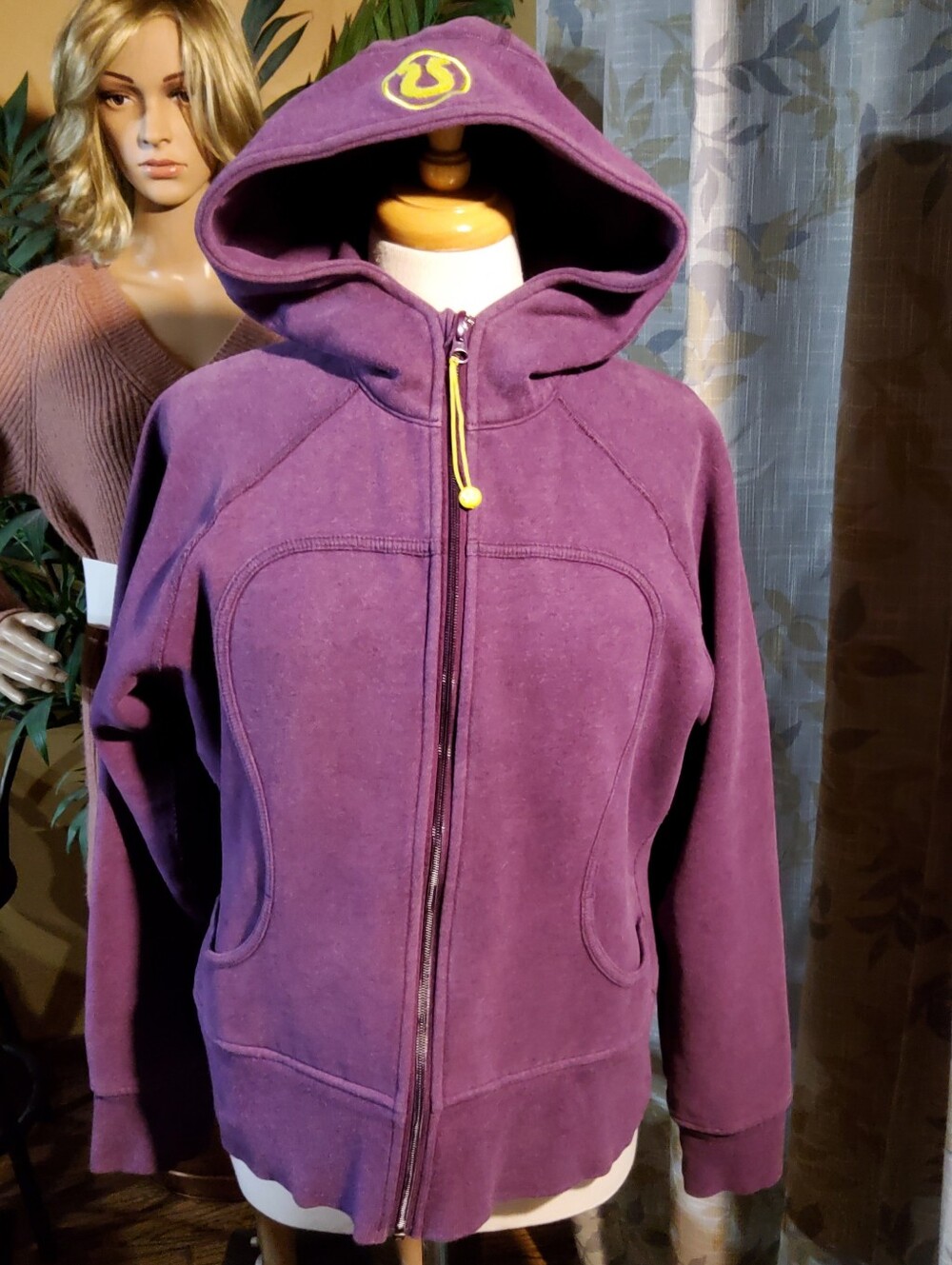 Lululemon  Purple Hooded Zip Jacket with Yellow Drawcord